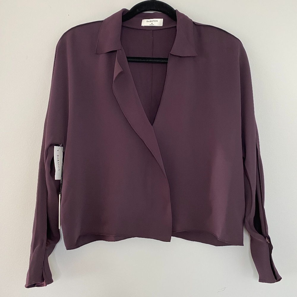 NWT Aritzia Babaton Martin Blouse Cropped V-neck